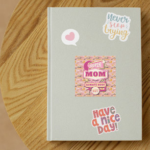 Sticker Carré 70's Retro Vegas Style Super Maman toujours occupé