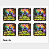 Sticker Carré 71e anniversaire : Fun Fireworks Look, Arc-en-ciel (Feuille)