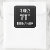 Sticker Carré 71e fête d'anniversaire : Art Déco Style & Nom per (Sac)