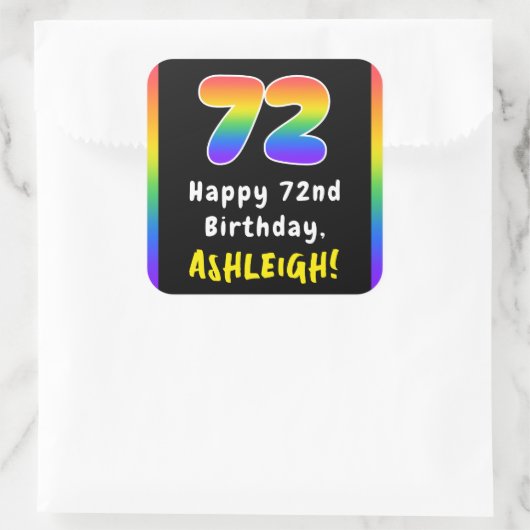 Sticker Carré 72e anniversaire : Rainbow Spectrum # 72, Nom pers (Sac)