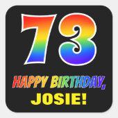 Sticker Carré 73e anniversaire : audacieux, amusant, simple, arc (Devant)