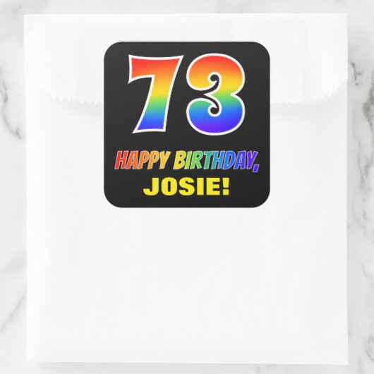 Sticker Carré 73e anniversaire : audacieux, amusant, simple, arc (Sac)
