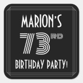 Sticker Carré 73e fête d'anniversaire : Art Déco Style & Nom per (Devant)