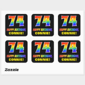 Sticker Carré 74e anniversaire : Bold, amusant, simple, arc-en-c (Feuille)