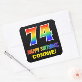 Sticker Carré 74e anniversaire : Bold, amusant, simple, arc-en-c (Enveloppe)