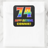 Sticker Carré 74e anniversaire : Bold, amusant, simple, arc-en-c (Sac)