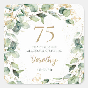 Sticker Carré 75e anniversaire Eucalyptus Merci
