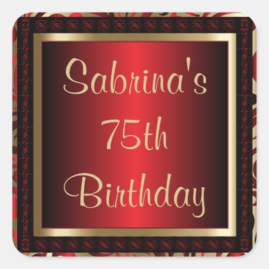 Sticker Carré 75e fête d'anniversaire | Texte do-it-yourself (Devant)