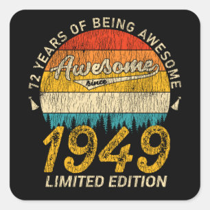 Sticker Carré 76 ans 1949 Retro Awesome 76e anniversaire Cadeau