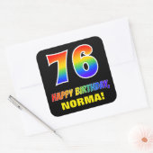 Sticker Carré 76e anniversaire : audacieux, amusant, simple, arc (Enveloppe)