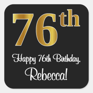 Sticker Carré 76e anniversaire - Elégant luxe Faux Gold Look #