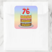 Sticker Carré 76e anniversaire : Fun Cake and Candles + Nom pers (Sac)