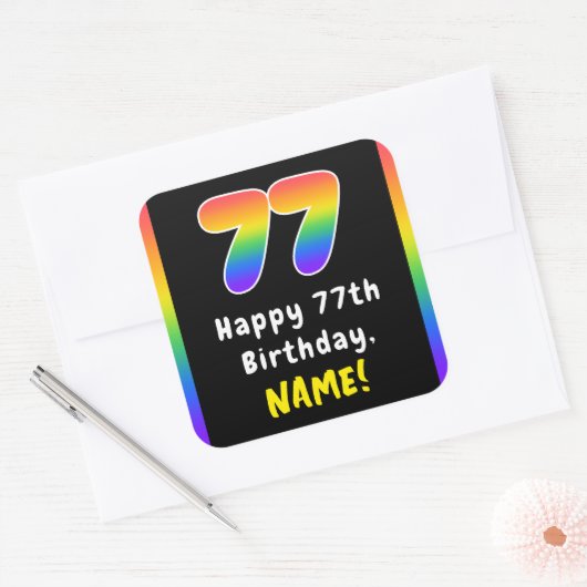 Sticker Carré 77e anniversaire : Rainbow Spectrum # 77, Nom pers (Enveloppe)