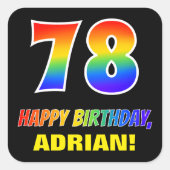 Sticker Carré 78e anniversaire : Bold, amusant, simple, arc-en-c (Devant)