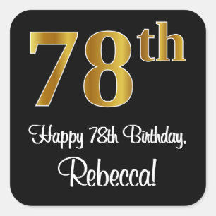 Sticker Carré 78e anniversaire - Elégant luxe Faux Gold Look #
