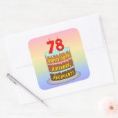 Sticker Carré 78e anniversaire : Fun Cake and Candles + Nom pers (Enveloppe)