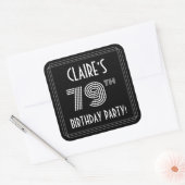 Sticker Carré 79e fête d'anniversaire : Art Déco Style & Nom per (Enveloppe)