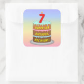 Sticker Carré 7e anniversaire : Fun Cake and Candle + Nom person (Sac)