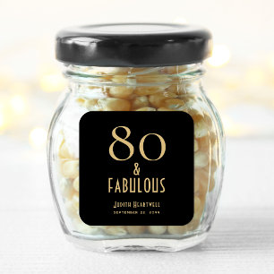Sticker Carré 80 et Fabuleux Fête d'anniversaire Black Gold 80 a