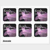 Sticker Carré 80e anniversaire de la fête Pink Dancing Butterfly (Feuille)