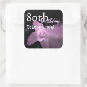 Sticker Carré 80e anniversaire de la fête Pink Dancing Butterfly (Sac)