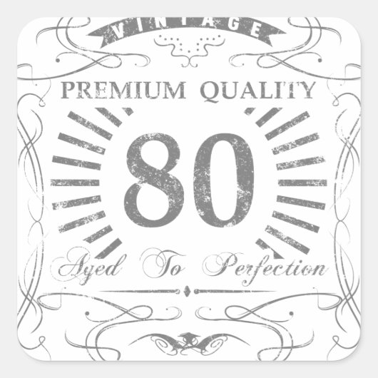 Sticker Carré 80e anniversaire Gag cadeau (Devant)