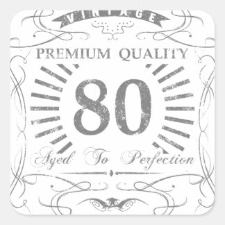 Sticker Carré 80e anniversaire Gag cadeau