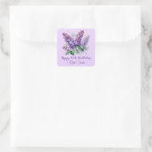 Sticker Carré 80e anniversaire Purple Lilac Fleurs Printemps (Sac)