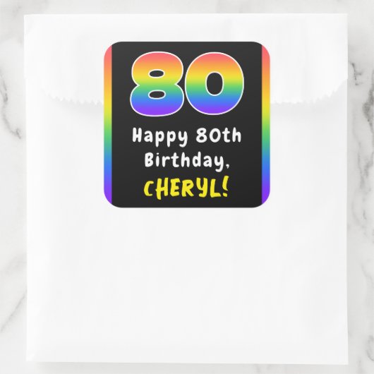 Sticker Carré 80e anniversaire : Rainbow Spectrum # 80, Nom pers (Sac)