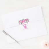 Sticker Carré 80e anniversaire rose aquarelle floral (Enveloppe)
