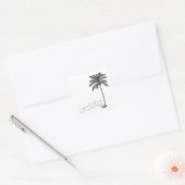 Sticker Carré 80th Birthday Palm Tree Art Congratulations (Enveloppe)