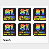 Sticker Carré 81e anniversaire : Bold, amusant, simple, arc-en-c (Feuille)