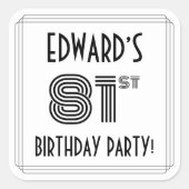 Sticker Carré 81e fête d'anniversaire : Style Art Déco + Nom per (Devant)