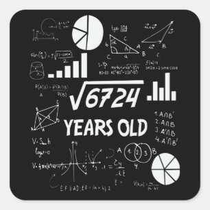 Sticker Carré 82 Ans Enseignant en mathématiques Anniversaires 8