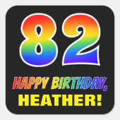 Sticker Carré 82e anniversaire : Bold, amusant, simple, arc-en-c (Devant)