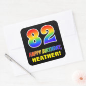 Sticker Carré 82e anniversaire : Bold, amusant, simple, arc-en-c (Enveloppe)