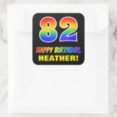 Sticker Carré 82e anniversaire : Bold, amusant, simple, arc-en-c (Sac)