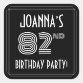 Sticker Carré 82e fête d'anniversaire : Art Déco Style & Nom per (Devant)