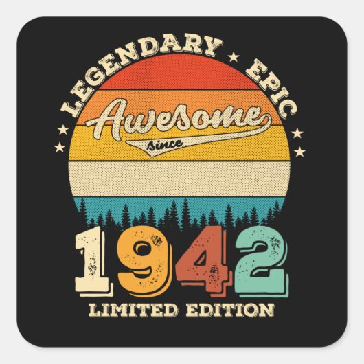 Sticker Carré 83 Ans 1942 Retro Awesome 83e anniversaire Cadeau (Devant)