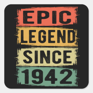 Sticker Carré 83 ans Anniversaire 1942 Epic Legend 83e anniversa