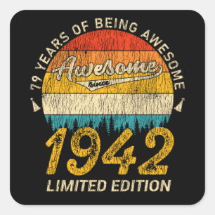 Sticker Carré 83 Ans Anniversaire 1942 Magnifique 83ème annivers