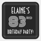Sticker Carré 83e fête d'anniversaire : Art Déco Style & Nom per (Devant)