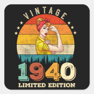 Sticker Carré 85 ans Anniversaire 1940 Vintage 85e anniversaire 