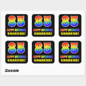 Sticker Carré 85e anniversaire : Bold, amusant, simple, arc-en-c (Feuille)