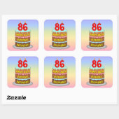Sticker Carré 86e anniversaire : Fun Cake and Candles + Nom pers (Feuille)