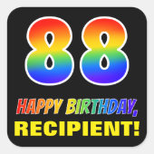 Sticker Carré 88e anniversaire : Gras, amusant, simple, Arc-en-c (Devant)