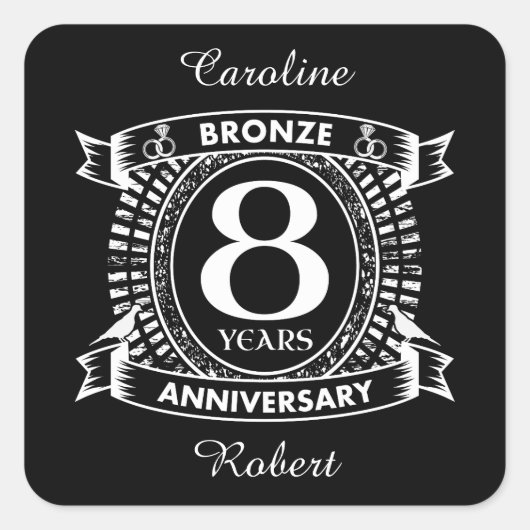 Sticker Carré 8E anniversaire mariage bronze (Devant)