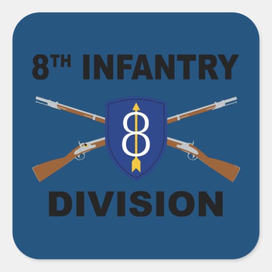 Sticker Carré 8e Division d'infanterie - fusils croisés - avec t (Devant)