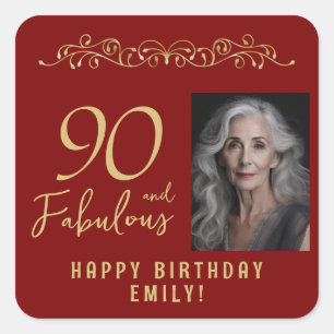 Sticker Carré 90 et fabuleux ornement d'or 90e anniversaire Phot