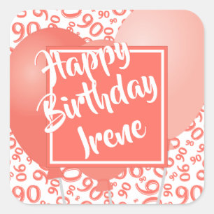 Sticker Carré 90e anniversaire heureux - 90 Motif numéro de cora